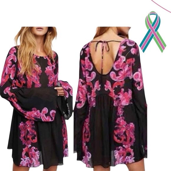 Intimately Free People Printed Symphony Dress Tunic Flowy Boho Cover Up Sz M - Picture 1 of 16